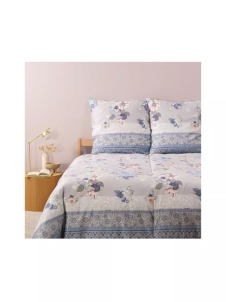 BASSETTI | Ropa de cama de satén HANAMI 70x90cm/140x200cm Azul | Azul claro