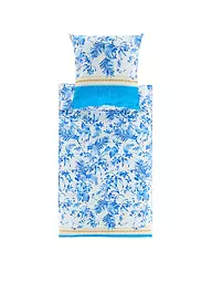 BASSETTI | Ropa de cama de satén IBISCUS 70x90cm/140x200cm Crema/Coral | Azul