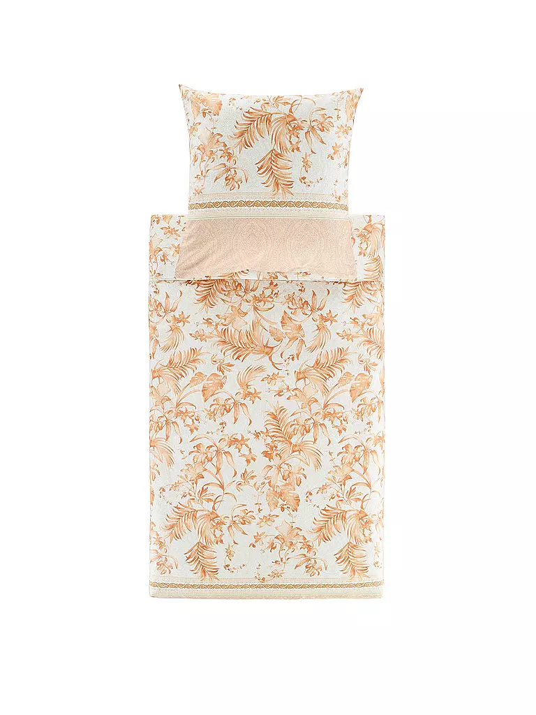 BASSETTI | Ropa de cama de satén IBISCUS 70x90cm/140x200cm Crema/Coral | Beige