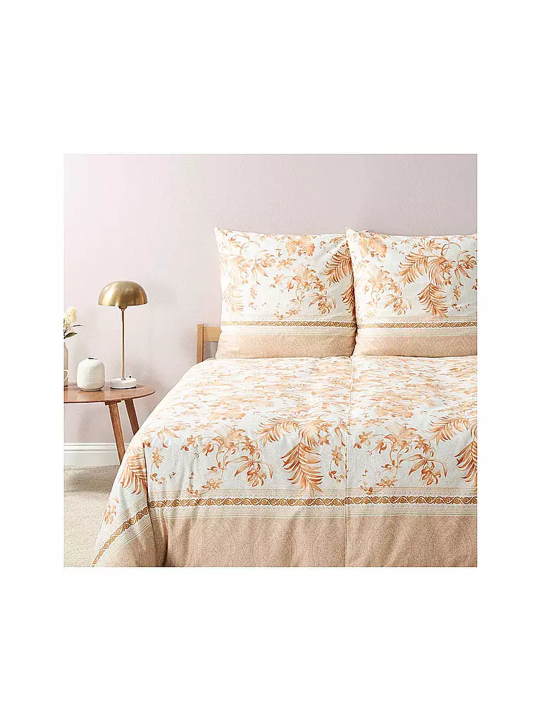 BASSETTI | Ropa de cama de satén IBISCUS 70x90cm/140x200cm Crema/Coral | Beige