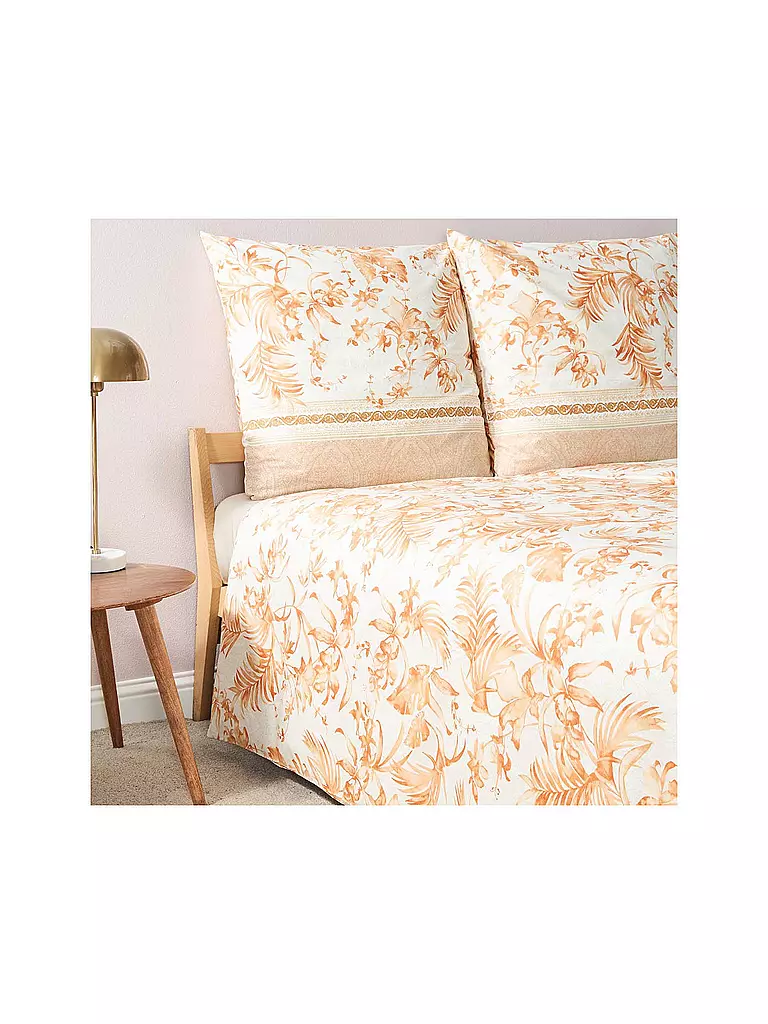 BASSETTI | Ropa de cama de satén IBISCUS 70x90cm/140x200cm Crema/Coral | 