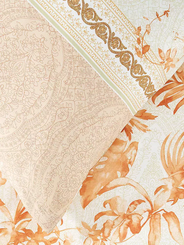 BASSETTI | Ropa de cama de satén IBISCUS 70x90cm/140x200cm Crema/Coral | 
