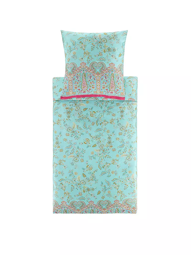 BASSETTI | Ropa de cama de satén INDIAN ROSES 70x90cm/140x200cm Menta | Menta