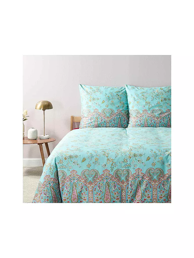 BASSETTI | Ropa de cama de satén INDIAN ROSES 70x90cm/140x200cm Menta | Menta