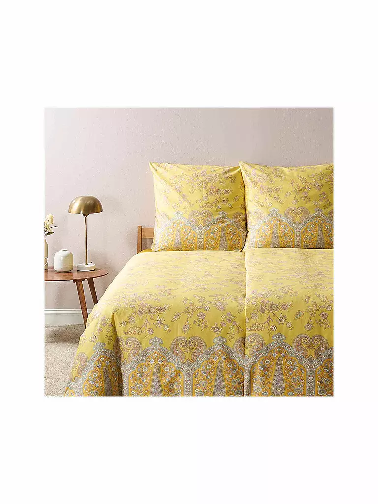 BASSETTI | Ropa de cama de satén INDIAN ROSES 70x90cm/140x220cm Amarillo | Amarillo