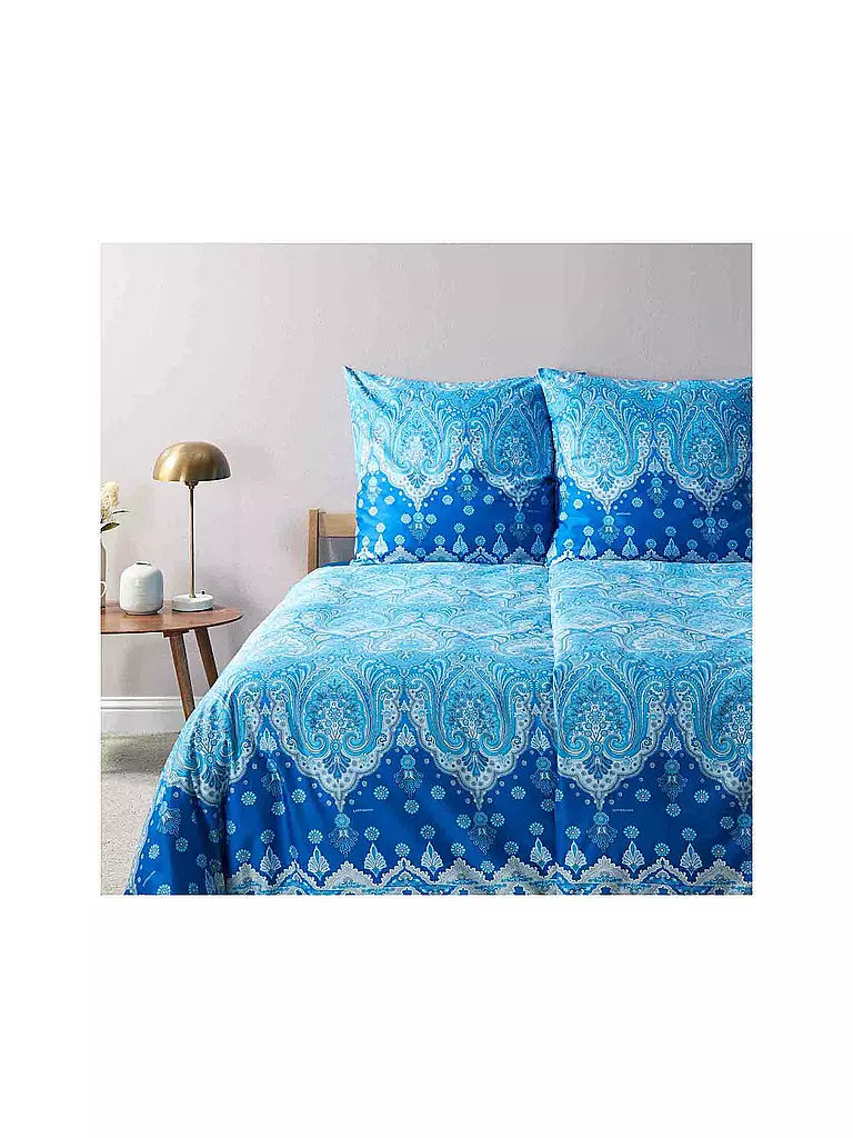 BASSETTI | Ropa de cama de satén ISOLABELLA 70x90cm/140x200cm Azul | Azul