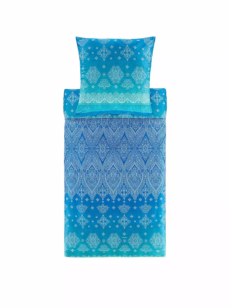 BASSETTI | Ropa de cama de satén KERALA 2x 70x90cm / 200x200cm | Azul