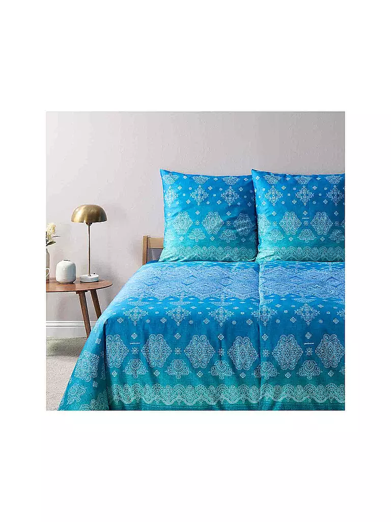 BASSETTI | Ropa de cama de satén KERALA 70x90cm/140x200cm Azul | Azul