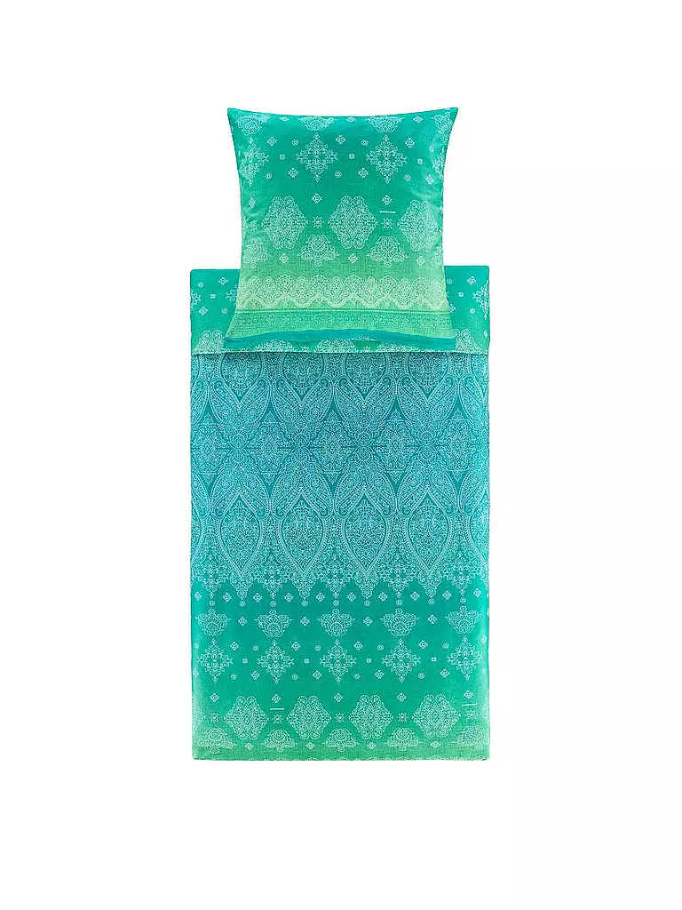 BASSETTI | Ropa de cama de satén KERALA 70x90cm/140x220cm Verde | grün