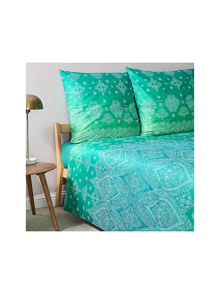 BASSETTI | Ropa de cama de satén KERALA 70x90cm/140x220cm Verde | 