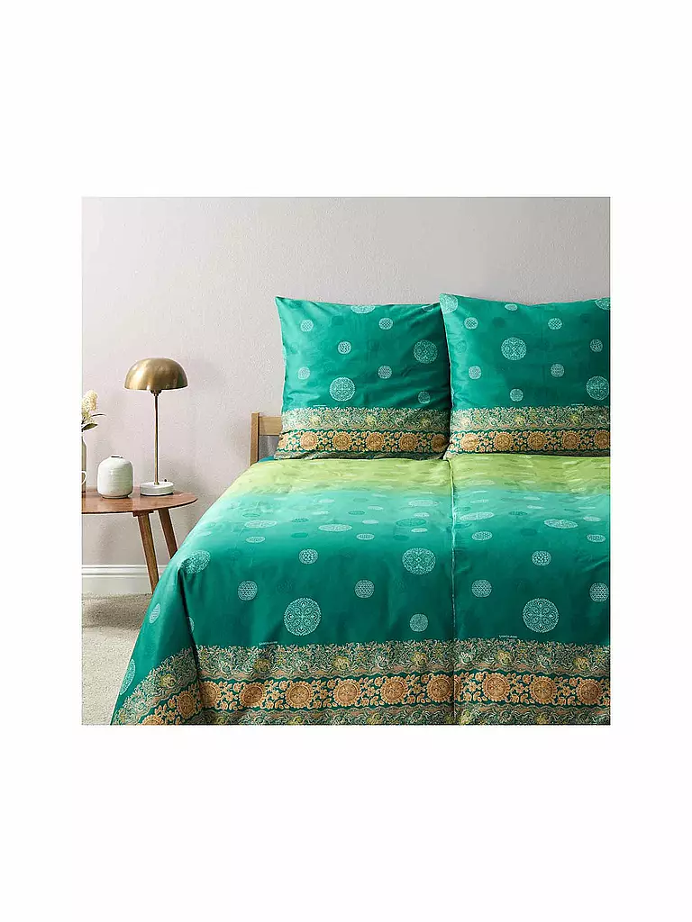 BASSETTI | Ropa de cama de satén PALLAVICINO 70x90cm/140x200cm Verde | Verde