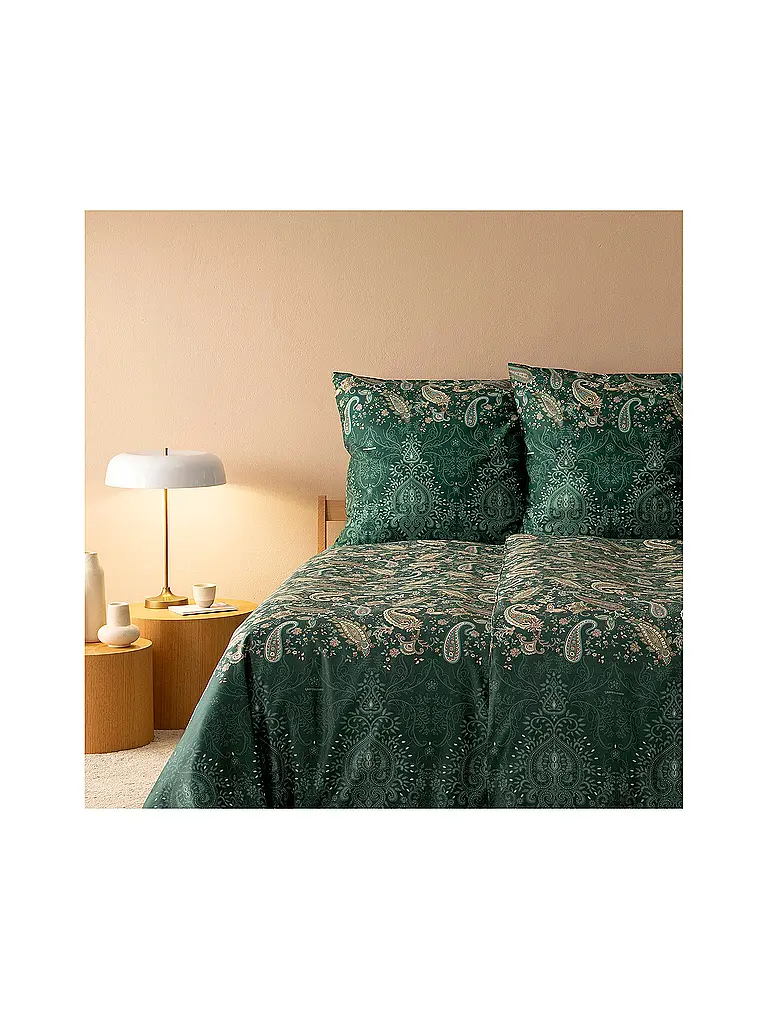 BASSETTI | Satin Bettwäsche 70x90cm / 140x220cm MONNALISA  Verde | Verde oscuro