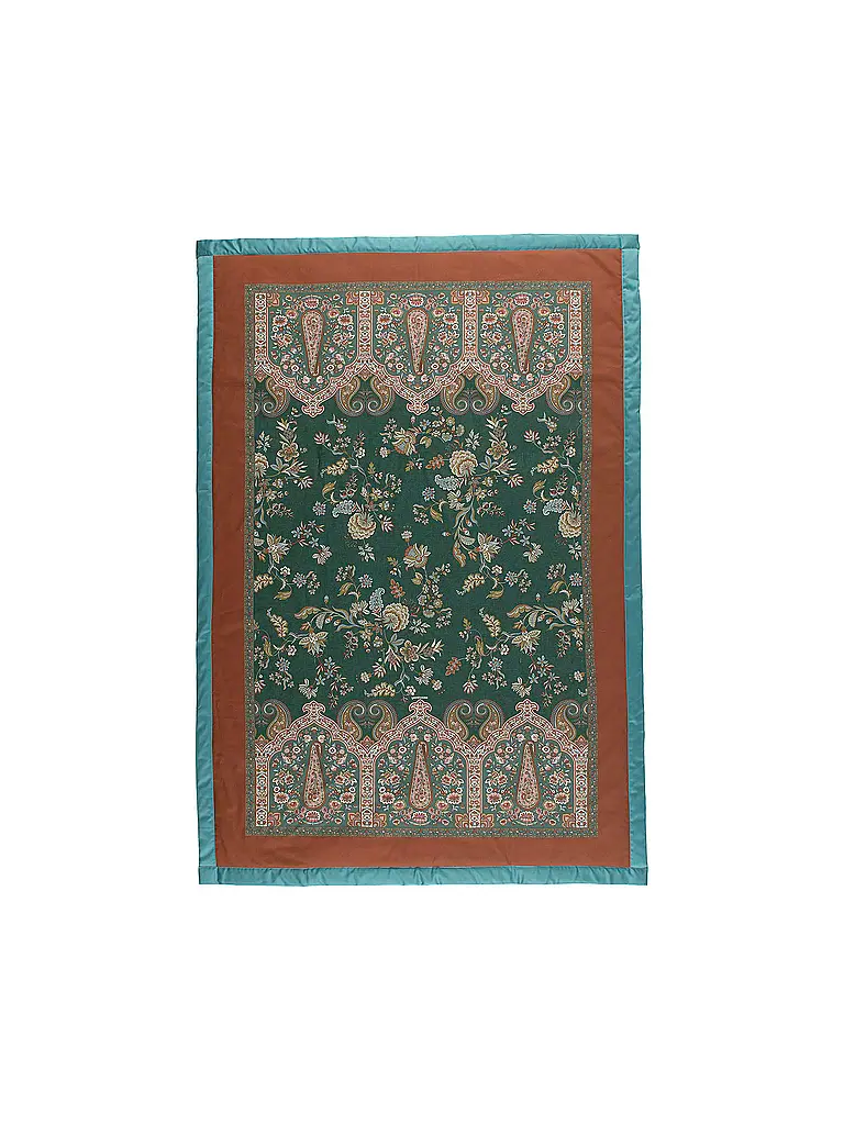 BASSETTI | Tagesdecke - Plaid 135x190cm INDIAN ROSES Verde | Verde oscuro