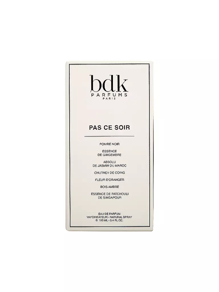 BDK | Pas ce Soir Eau de Parfum Spray Natural 100ml | 