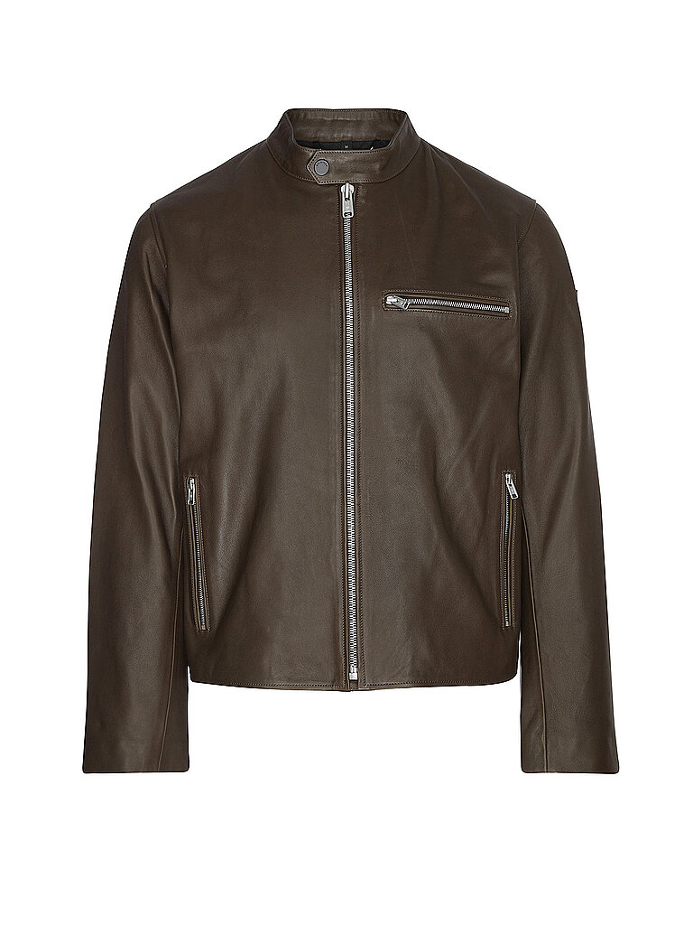 Chaqueta de cuero TRACK oliva L