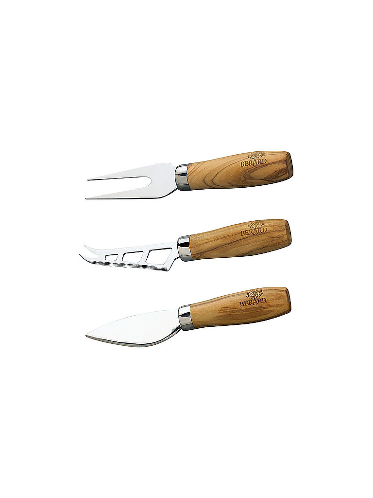 Juego de 3 cuchillos para queso de madera de olivo marrón