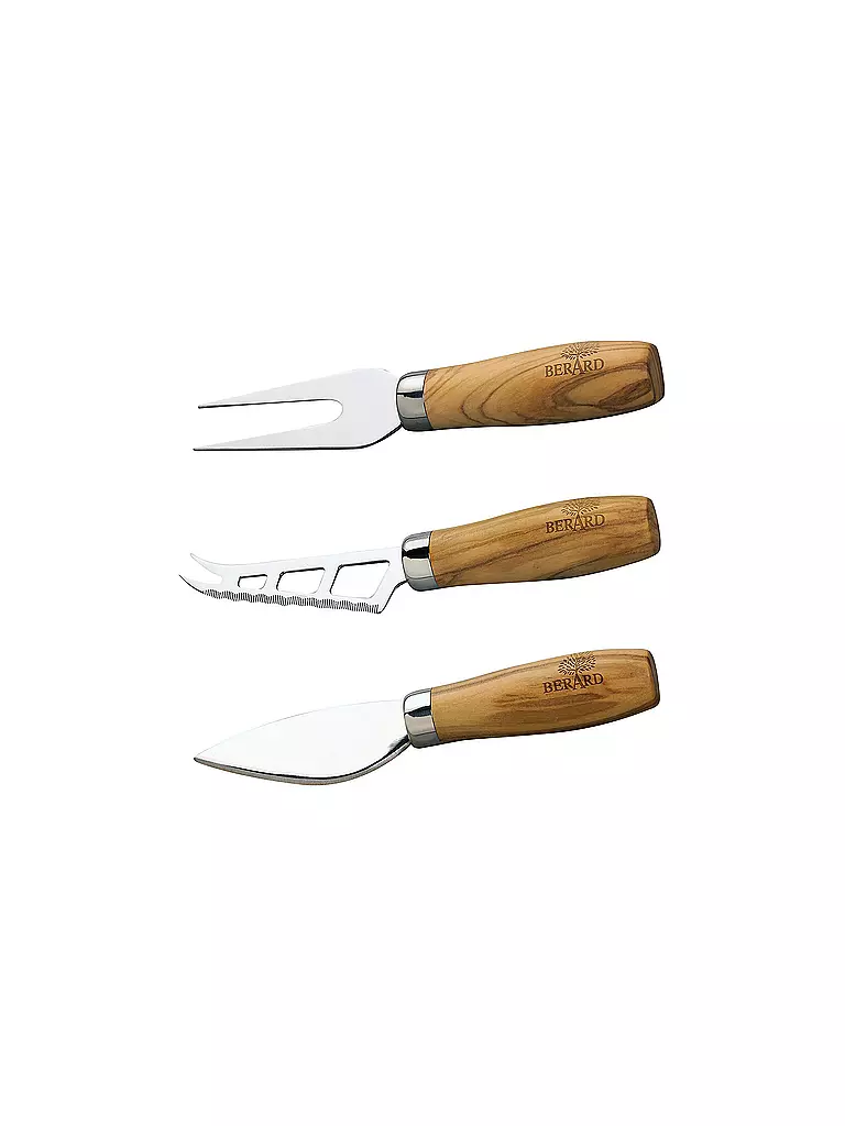 BERARD | Juego de 3 cuchillos para queso de madera de olivo | braun