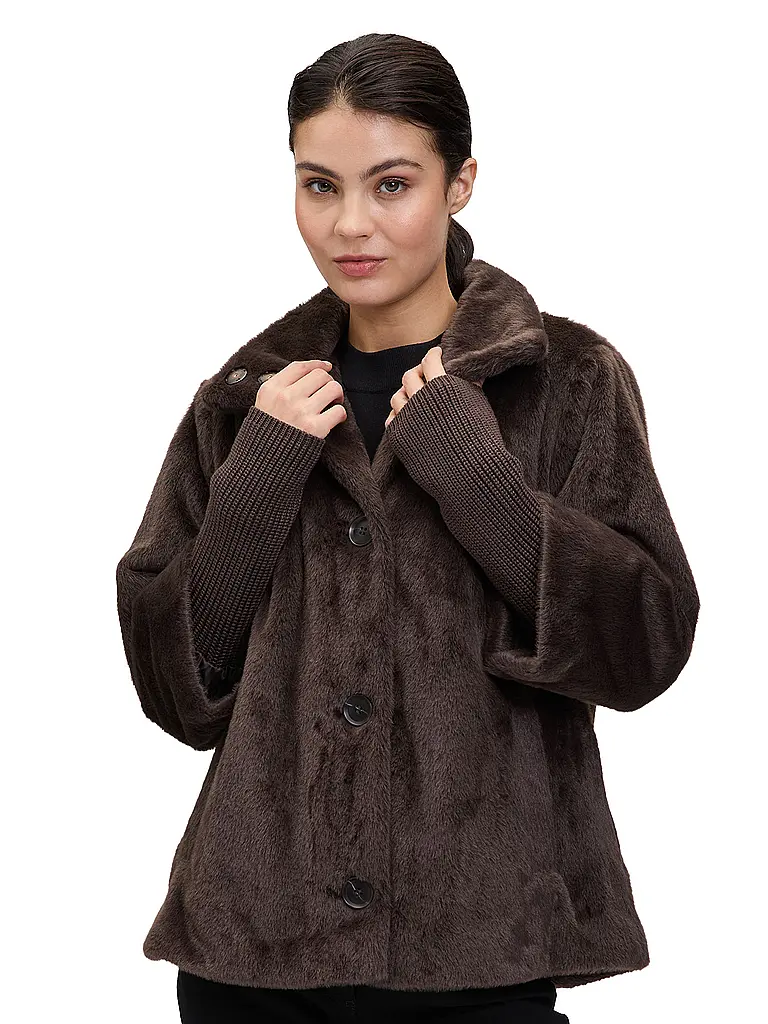 BETTY BARCLAY | Chaqueta de aspecto de piel | Marrón