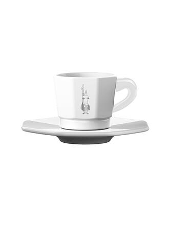 BIALETTI | Juego de 4 tazas de espresso cuadradas blanco/dorado