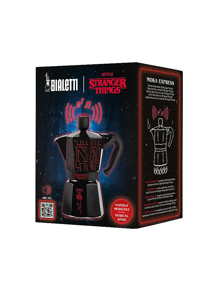 BIALETTI | Cafetera exprés 3 tazas STRANGER THINGS | Negro