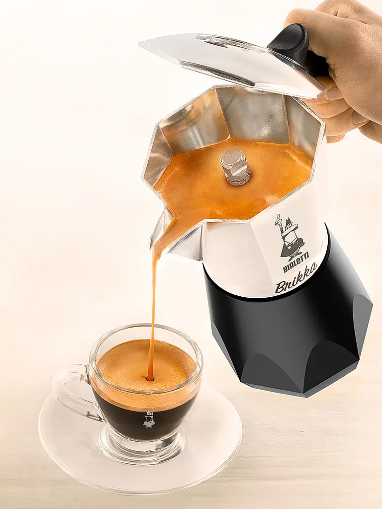 BIALETTI | Cafetera exprés BRIKKA 4 tazas Alu / Negro | Plata