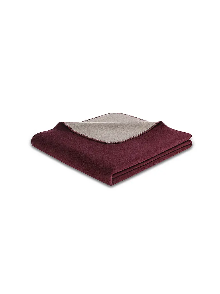 BIEDERLACK | Manta - Plaid 150x200cm UNI DOUBLEFACE Higo Taupe | Rojo oscuro