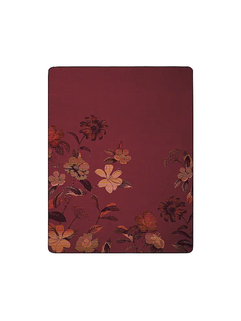 BIEDERLACK | Manta para el hogar - Plaid 150x200cm RUBY PASSION Velvet Bloom | Rojo oscuro
