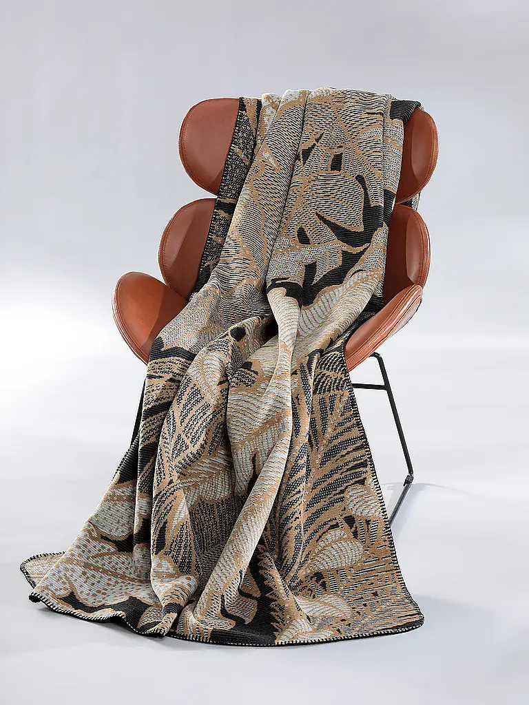 BIEDERLACK | Manta para el hogar - Plaid 150x200cm SIMPLY ELEGANT Leavy Luxe | Marrón claro