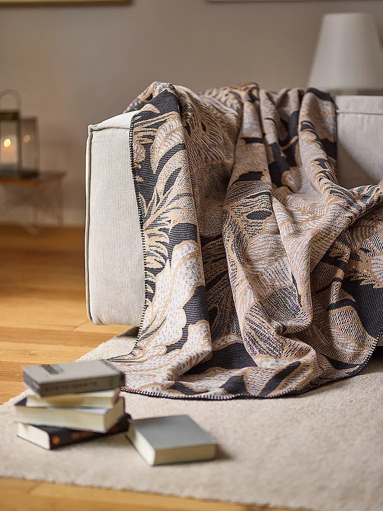 BIEDERLACK | Manta para el hogar - Plaid 150x200cm SIMPLY ELEGANT Leavy Luxe | Marrón claro