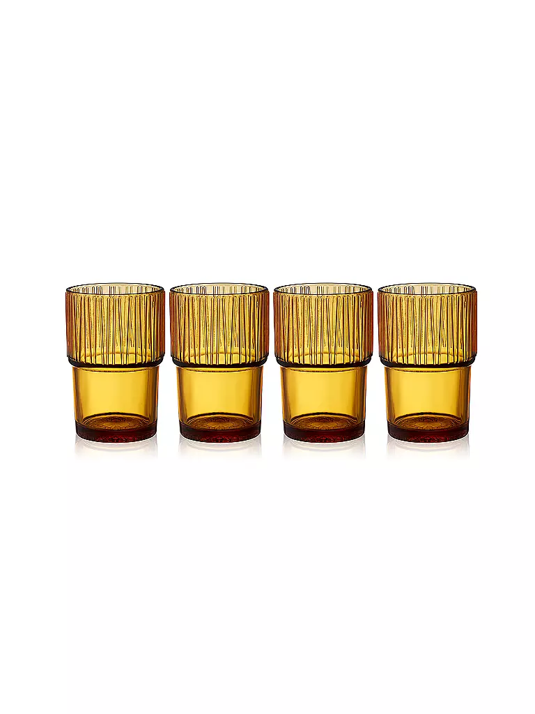 BITZ | Vaso de agua KUSINTHA, juego de 4, 380 ml, ámbar | orange