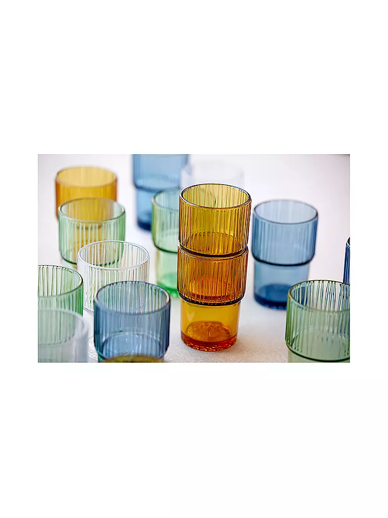 BITZ | Vaso de agua KUSINTHA, juego de 4, 380 ml, ámbar | 