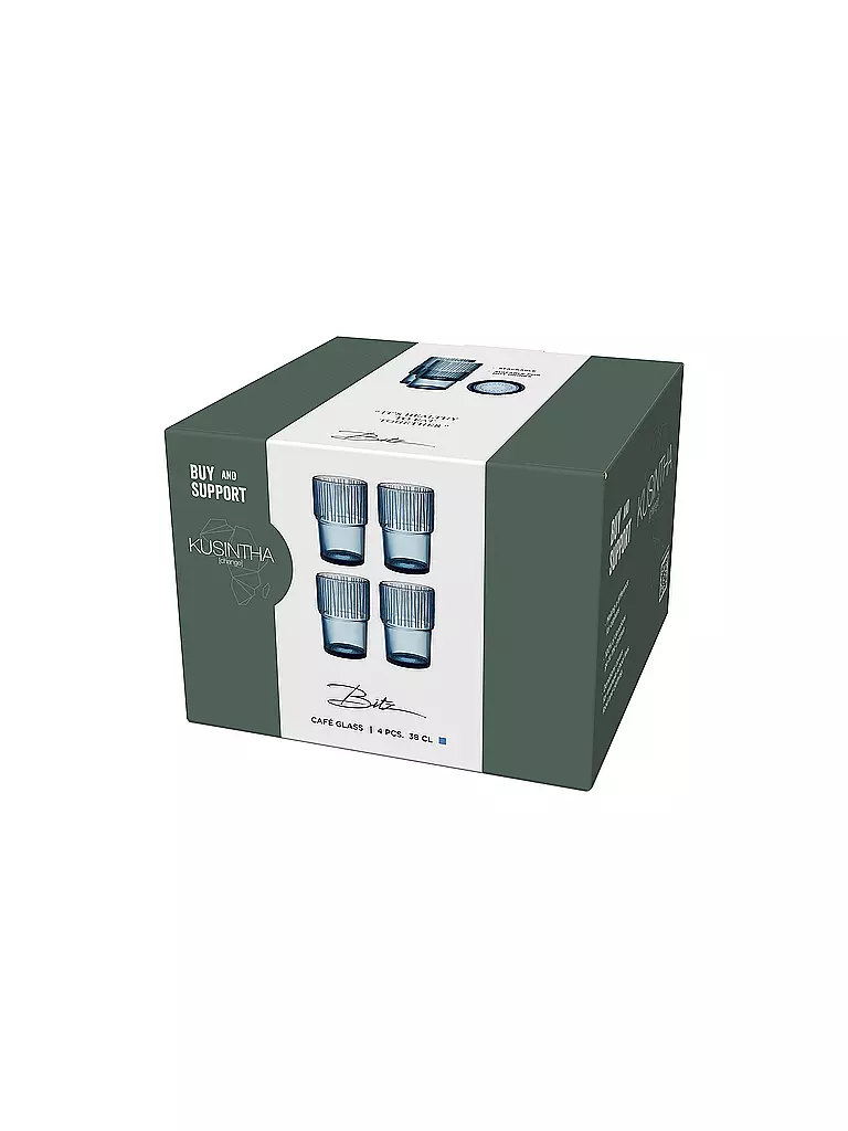 BITZ | Vaso de agua KUSINTHA, juego de 4, 380 ml, azul | 