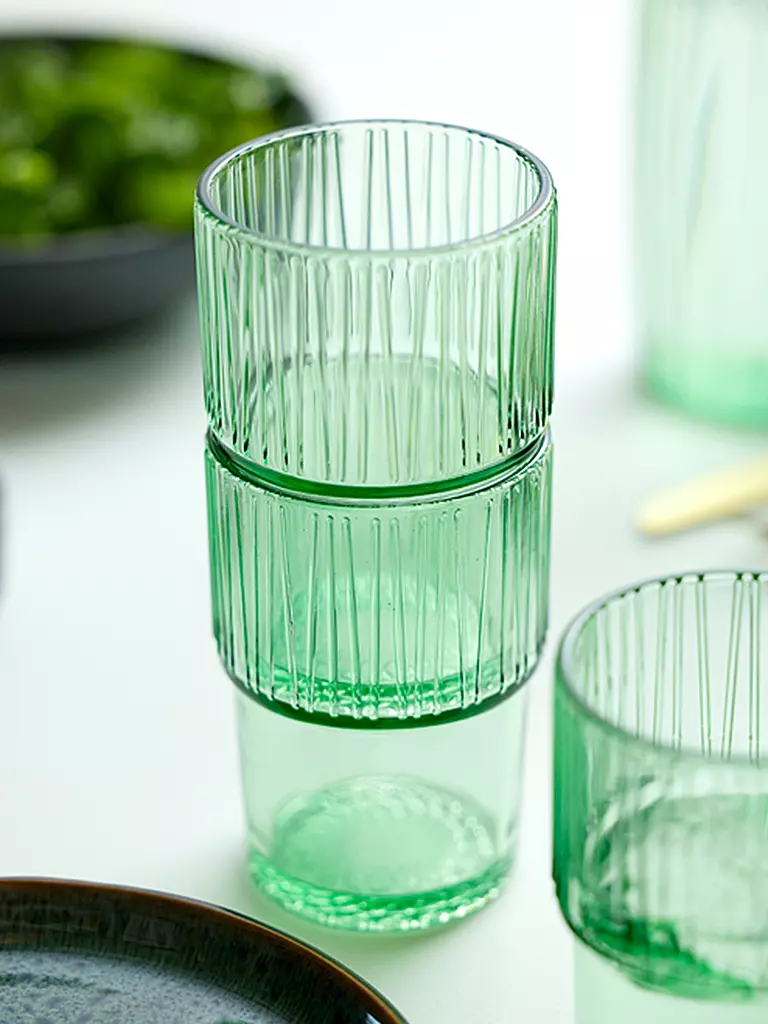 BITZ | Vaso de agua KUSINTHA juego de 4 380ml verde | hellgrün