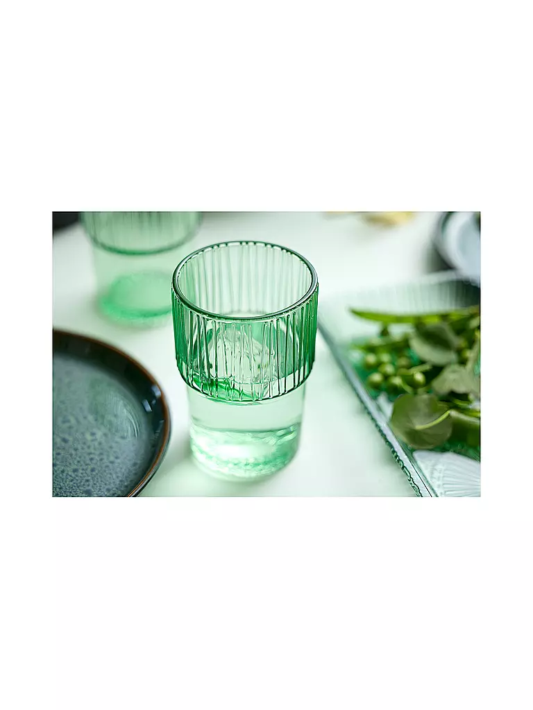 BITZ | Vaso de agua KUSINTHA juego de 4 380ml verde | hellgrün