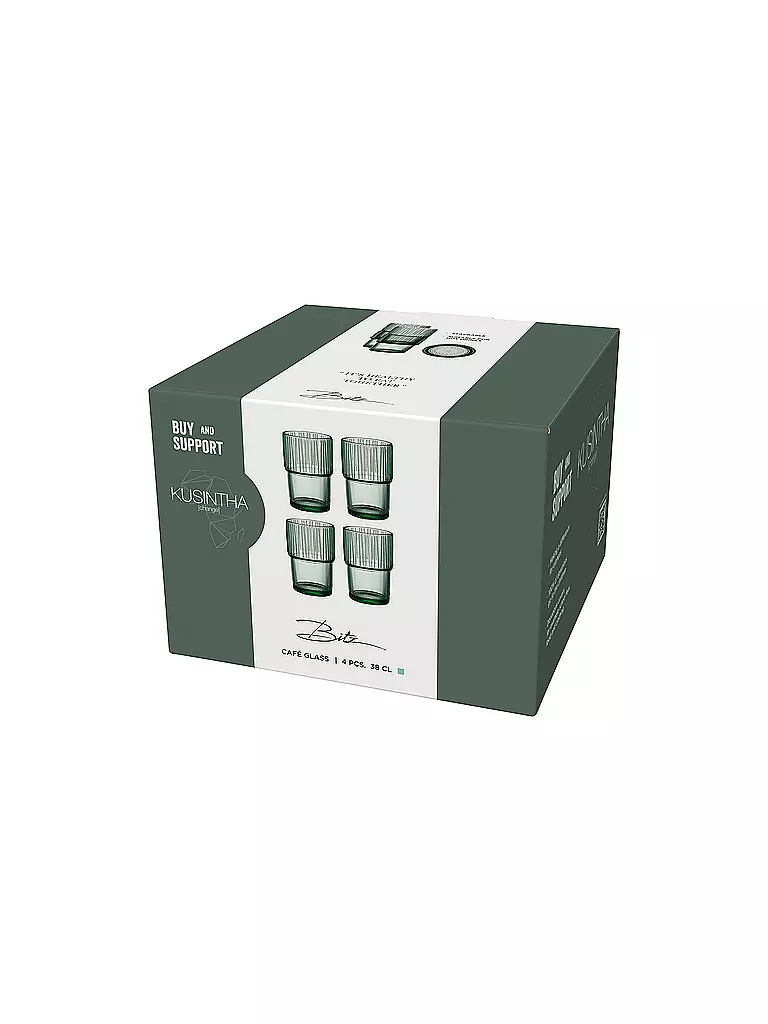 BITZ | Vaso de agua KUSINTHA juego de 4 380ml verde | hellgrün
