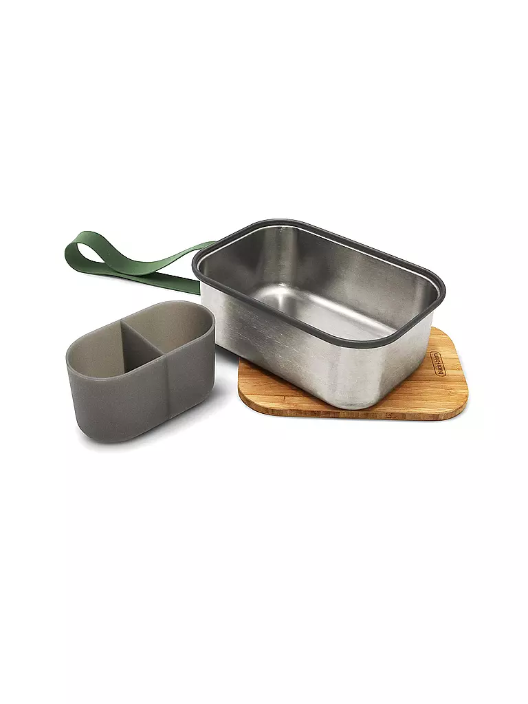 BLACK+BLUM | Fiambrera - Lunchbox grande 19x13,5cm Oliva/Acero inoxidable | Oliva
