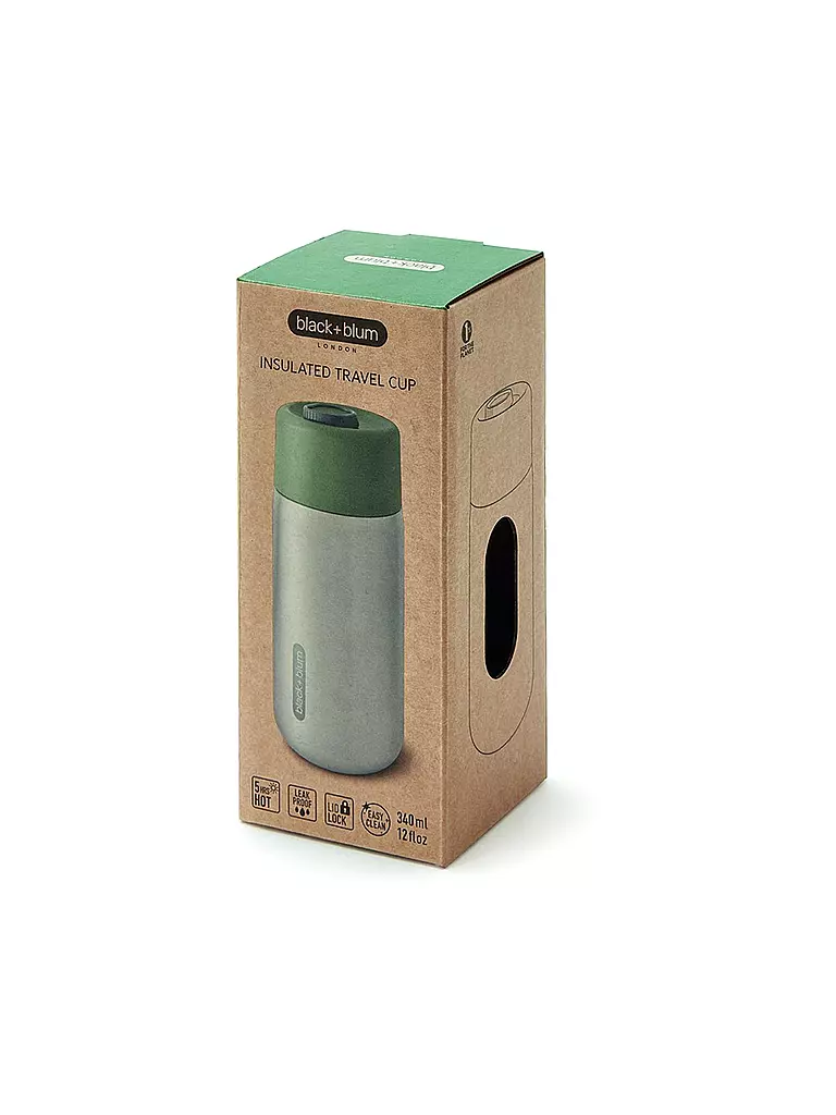 BLACK+BLUM | Termo - Vaso de acero inoxidable para llevar 340ml Oliva/Acero inoxidable | Oliva