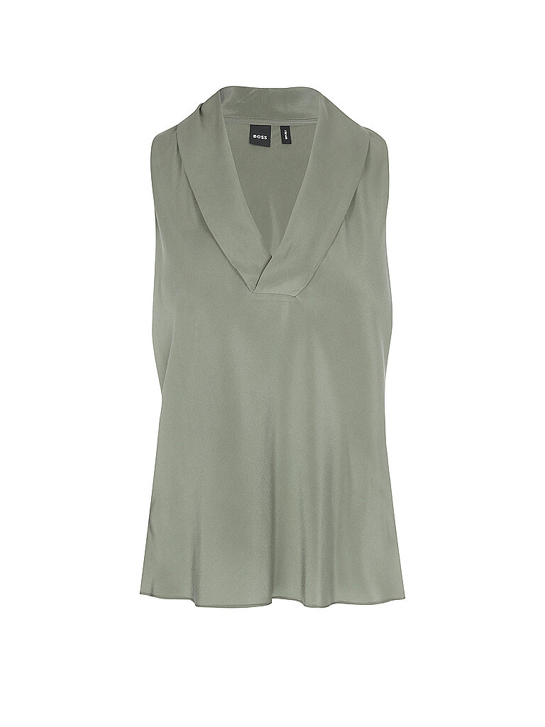 BOSS Blusa de seda BOLARU verde oscuro