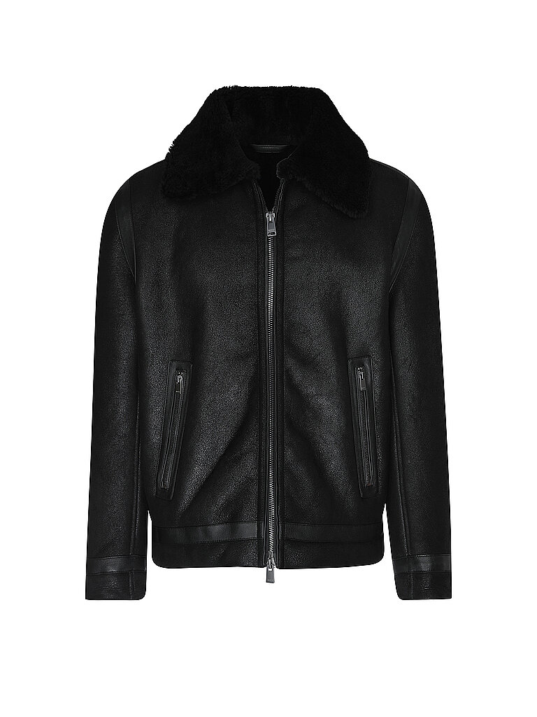 BOSS Chaqueta de piel H-MORBIN negro