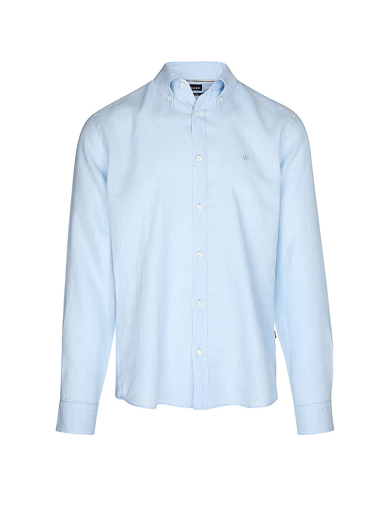 Camisa de lino H-LIAM azul claro S