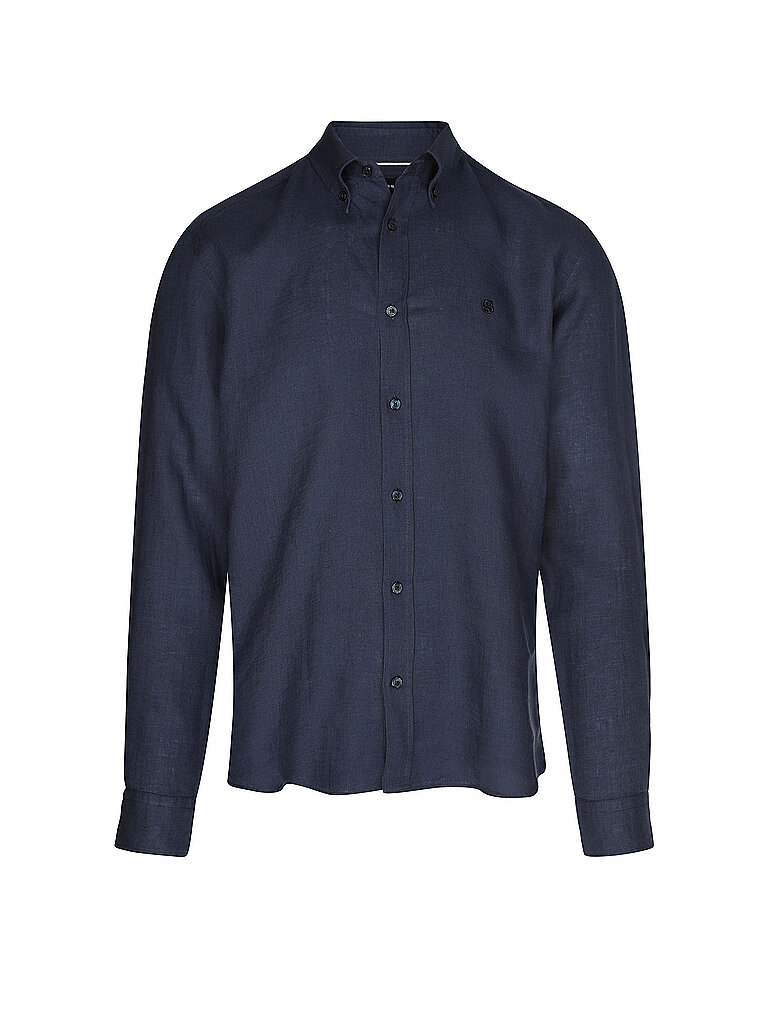 Camisa de lino H-LIAM azul oscuro M