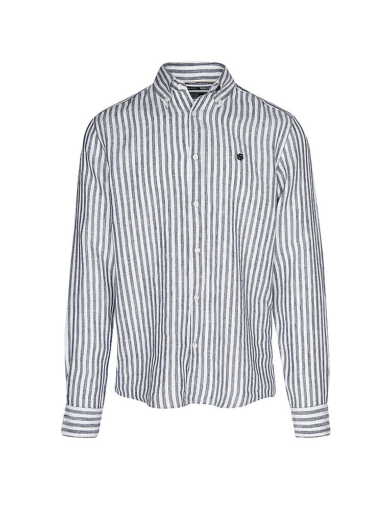 Camisa de lino H-LIAM azul oscuro XXL