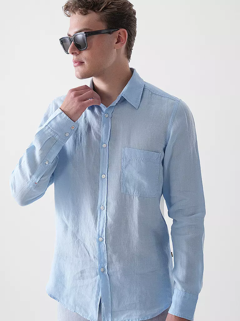 BOSS | Camisa de lino Regular Fit RELEGANT | Azul claro
