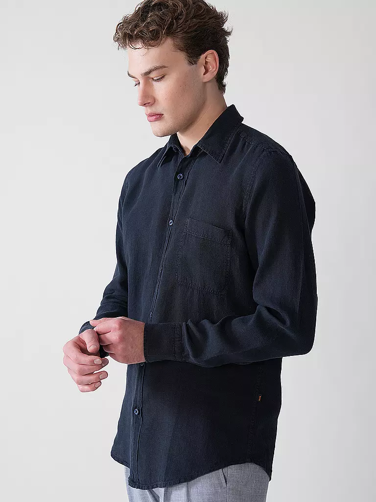 BOSS | Camisa de lino Regular Fit RELEGANT | Azul