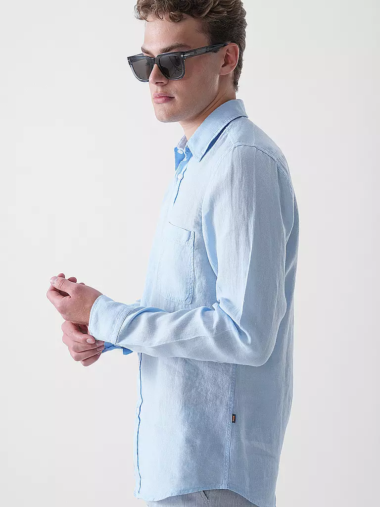 BOSS | Camisa de lino Regular Fit RELEGANT | Azul claro