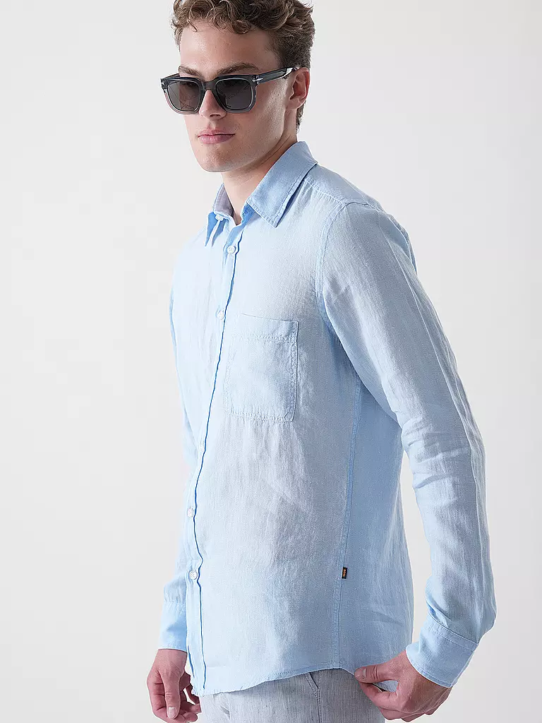 BOSS | Camisa de lino Regular Fit RELEGANT | Azul claro