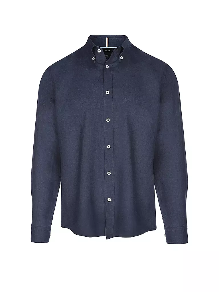 BOSS | Camisa de lino Slim Fit H-ROAN | Azul oscuro