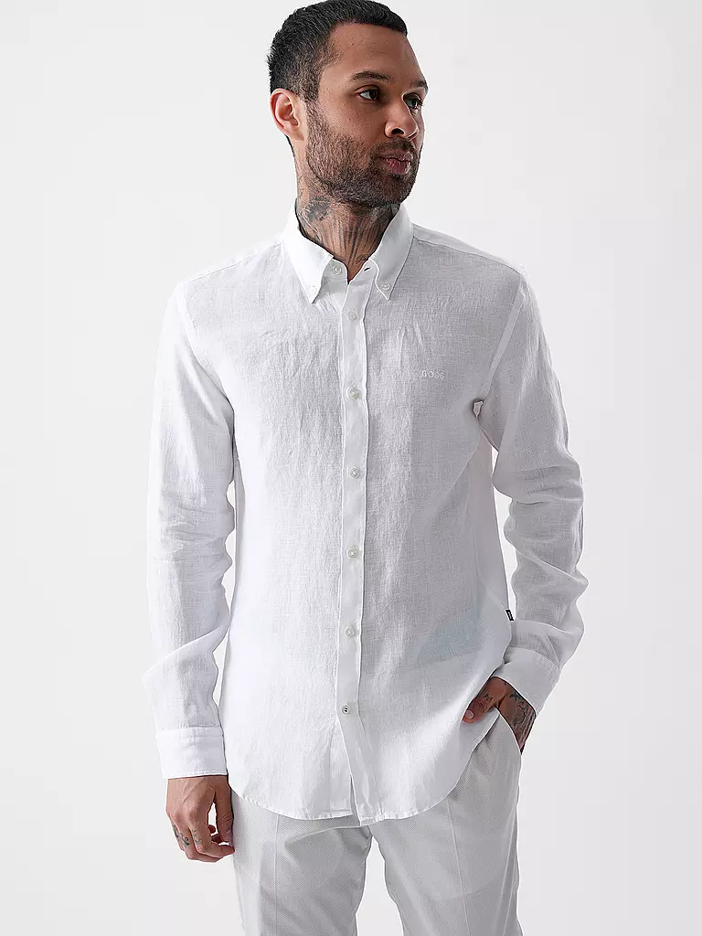 BOSS | Camisa de lino Slim Fit H-ROAN | Blanco