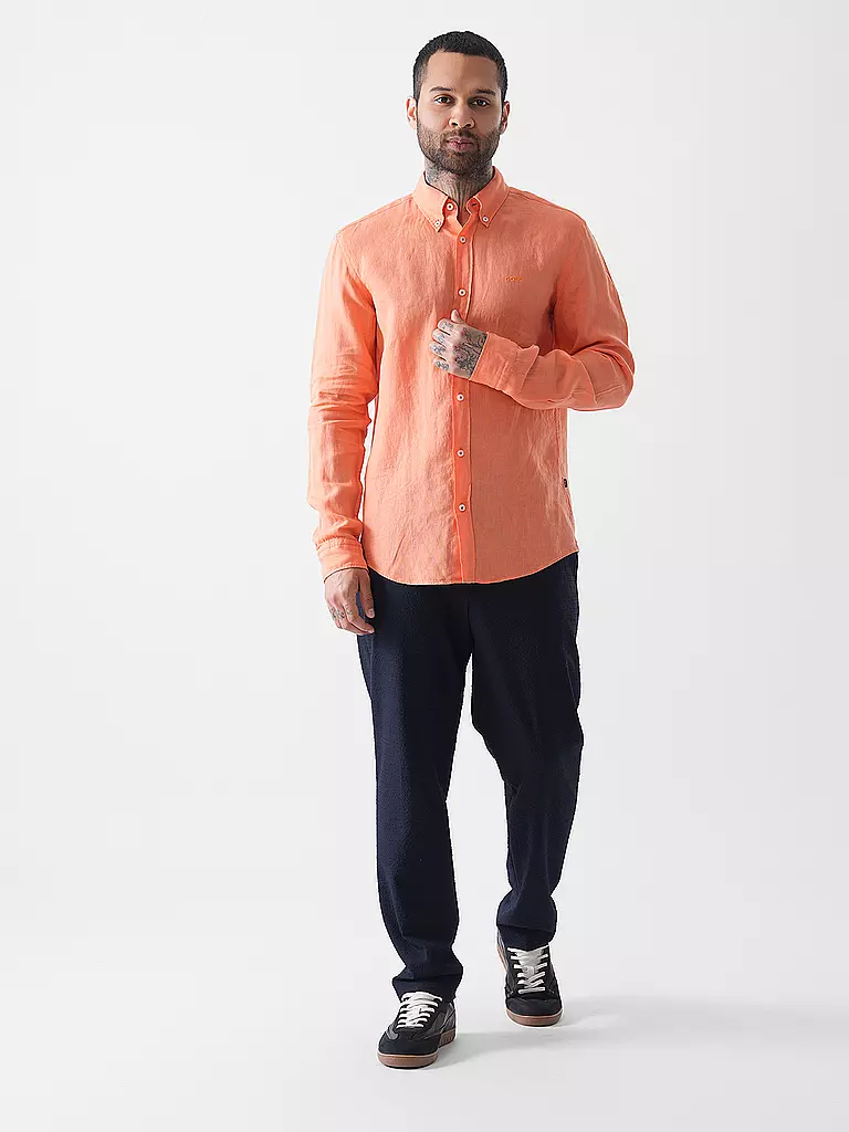 BOSS | Camisa de lino Slim Fit H-ROAN | Naranja