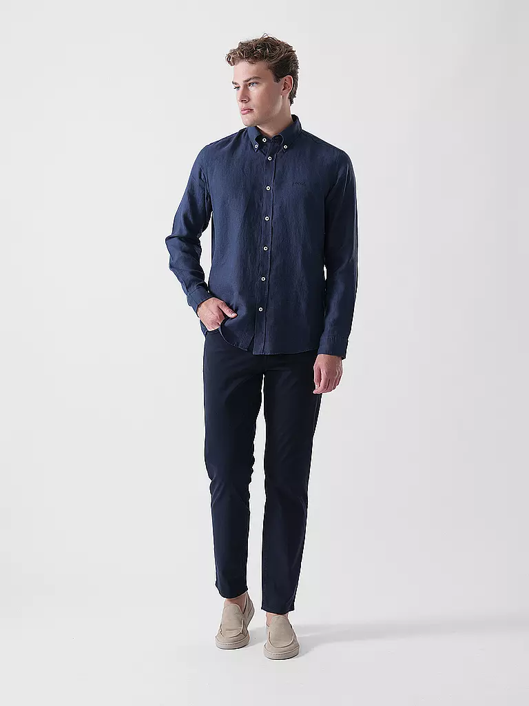 BOSS | Camisa de lino Slim Fit H-ROAN | Azul oscuro